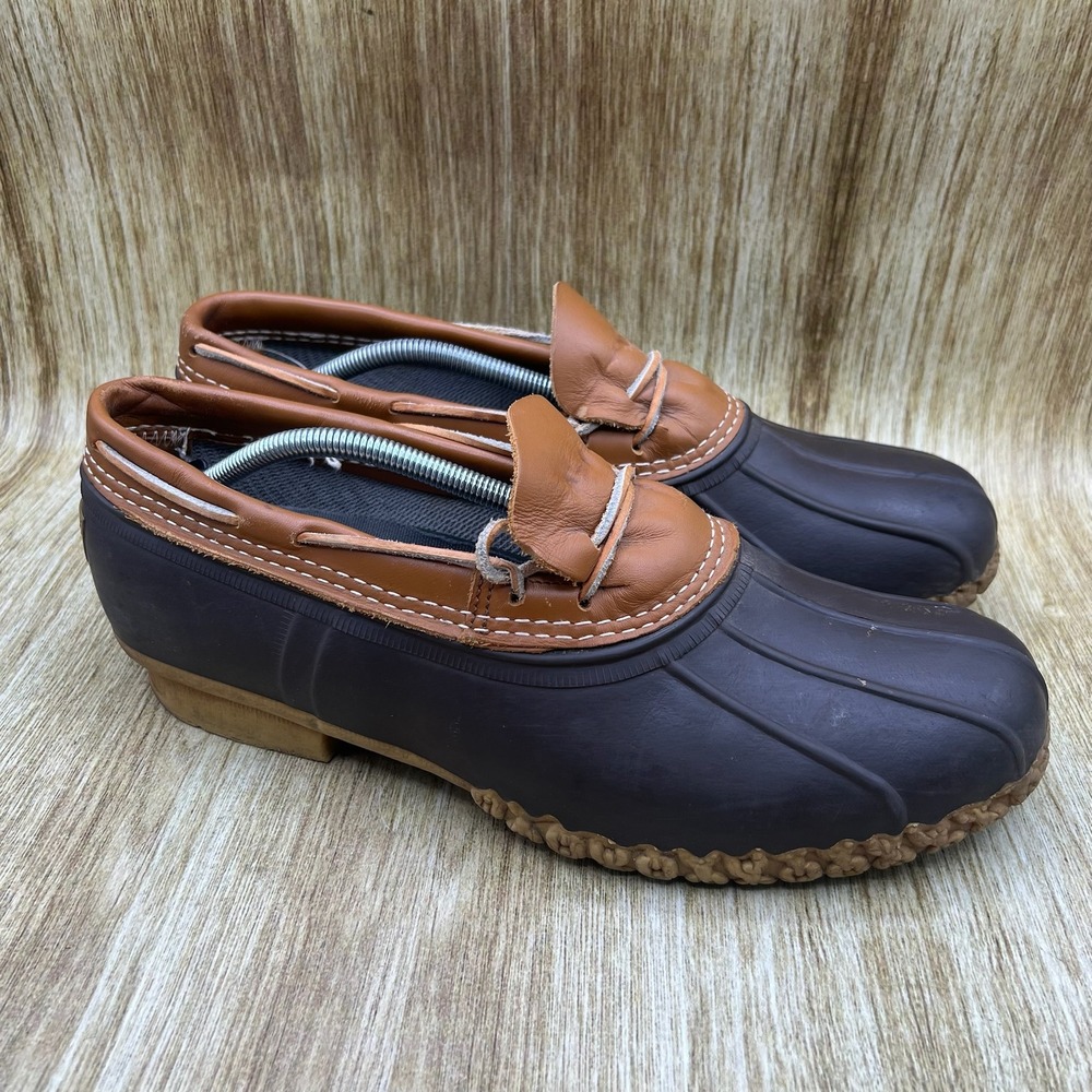 L.L.Bean Bean Boot Rubber Moc Men's Size 12 M Brown Rubber Leather Duck Shoes